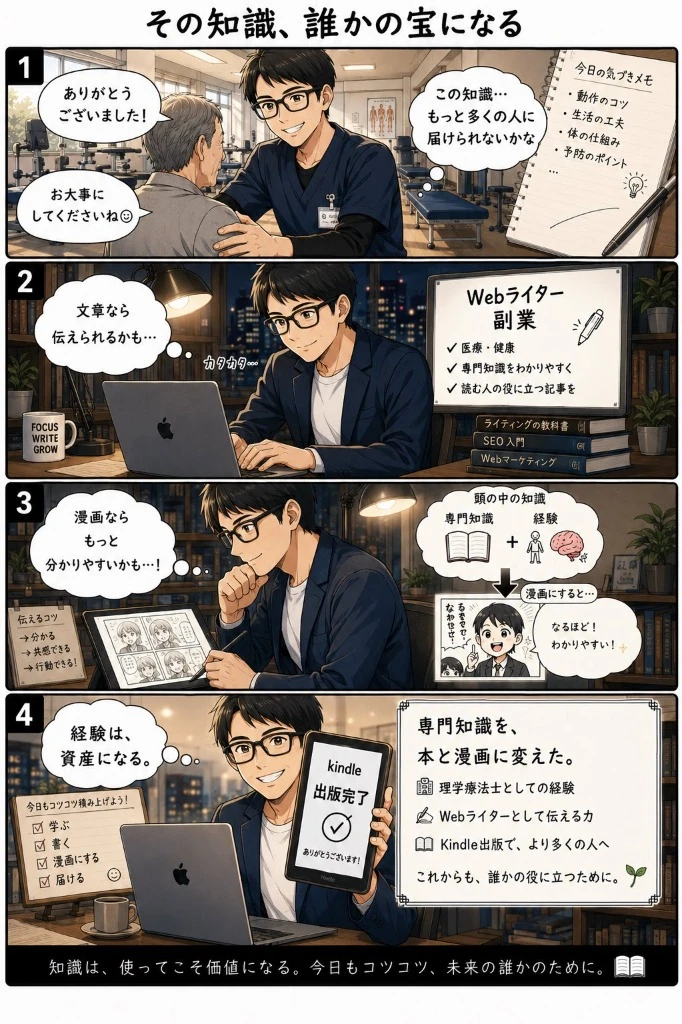 4コマ漫画『その知識、誰かの宝になる』